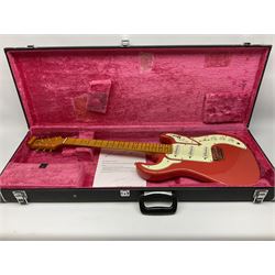Burns Club Series Marquee electric guitar in fiesta red with maple fretboard; serial no.2002491 L100cm; in hard case with GuitarKes service and set-up certificate dated January 2022
