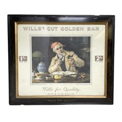 Will's Cut Golden Bar Edwardian advertising chromolithograph, framed H46cm, L54cm