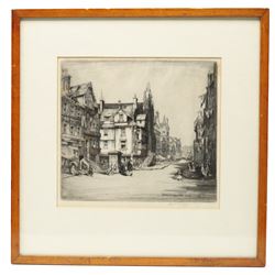 After Robert Morden (British 1650-1703): 'The County Palatine of Chester', hand coloured etching; together with a collection of architectural etchings and ink drawings, variously signed max 38cm x 47cm (6)