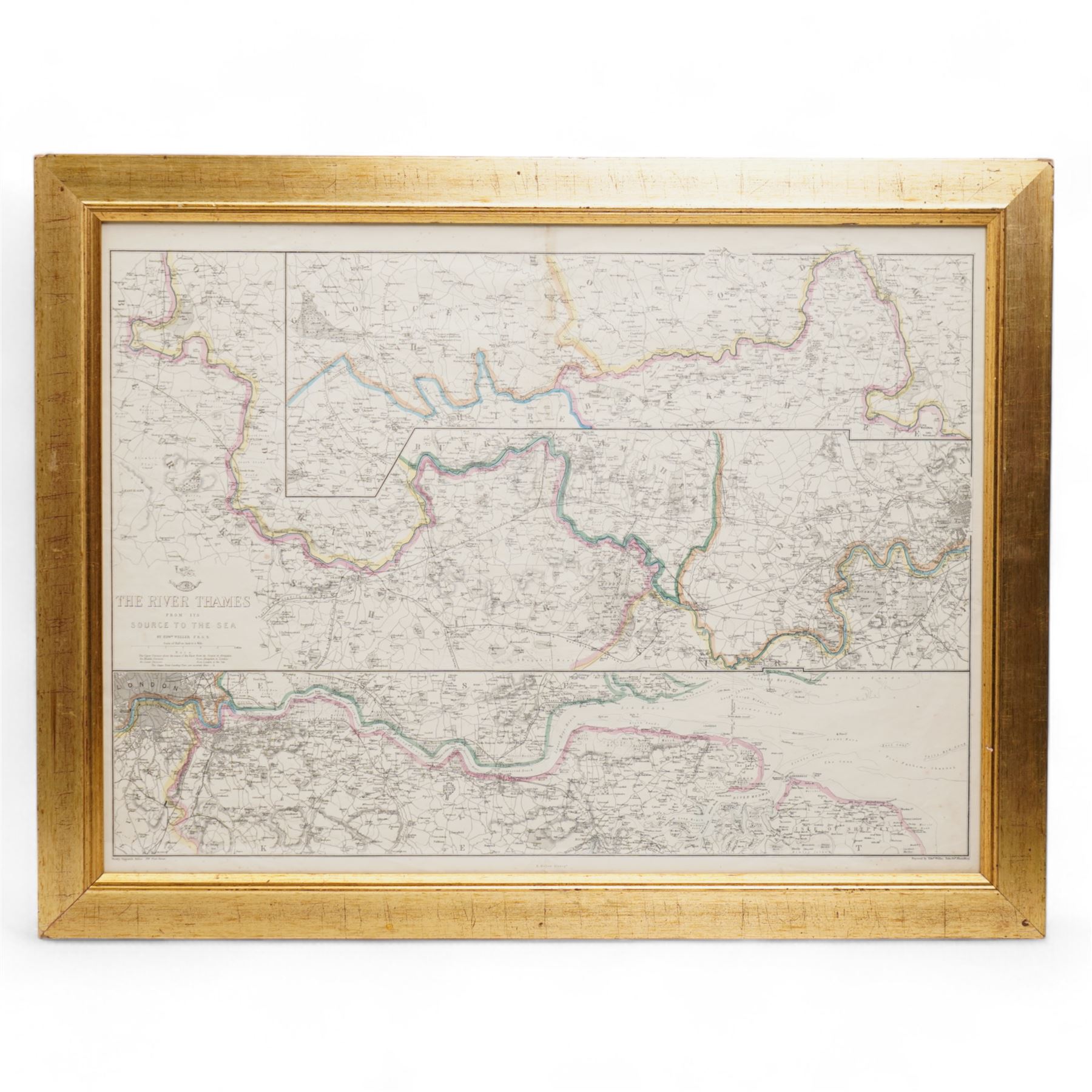  Edward Weller (British 1891-1884): 'The River Thames from its Source to the Sea', 19th century engraved map or chart with hand-colouring pub. 1863, 47cm x 64cm