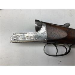 Midland Gun Company Birmingham & London 12-bore side-by-side box-lock non-ejector double barrel shotgun with 76cm damascus barrels, Prince of Wales style walnut stock with chequered grip and fore-end, top safety and engraved lock no.62160 L120cm overall; in scratch built baize lined wooden case. SHOTGUN CERTIFICATE REQUIRED.