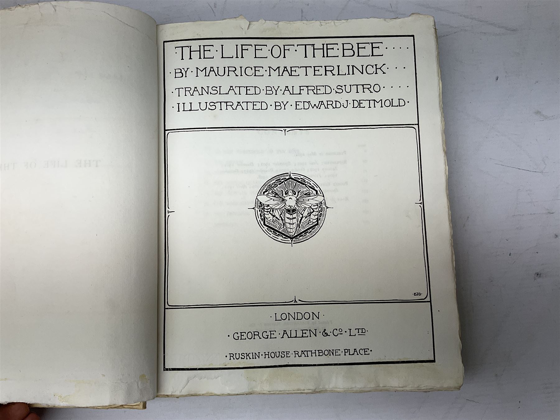 Maurice Maeterlinck: 'The Life of the Bee', illustrated E.J. Detmold, 13 mounted coloured plates, pub. Geo. Allen & Co. Ltd. London, 1911,