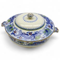 Minton Chinese Dragon and Bird pattern dinner service for twelve, including dinner plates, soup bowls, side plates in two sizes, covered serving dishes, platters etc 