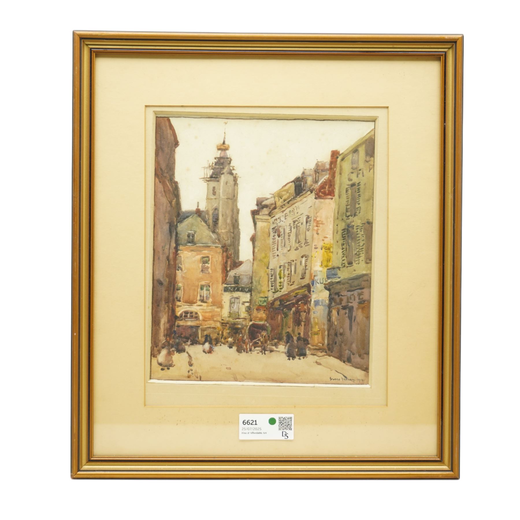George Graham (British 1881-1949): A Street in France and Rural Landscape, set three watercolours signed and dated max 31cm x 26cm (3)