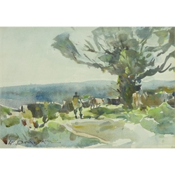 William B Dealtry (British 1915-2007): Herding Cattle, watercolour signed 20cm x 28cm