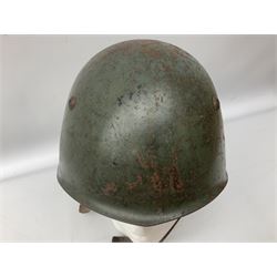 WWII Italian steel helmet with liner and chin strap