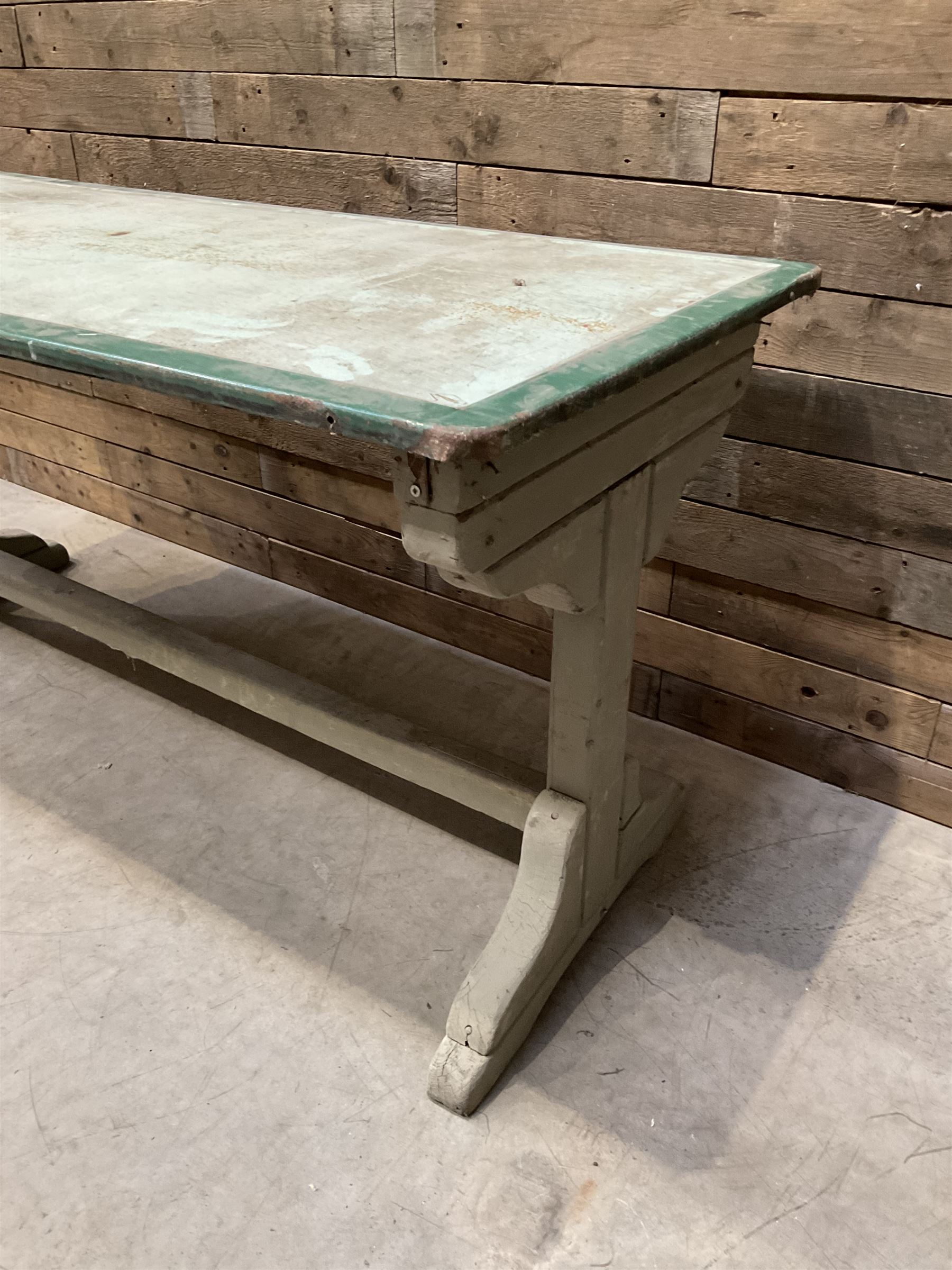 Early 20th century painted wood and enamel Military folding campaign table