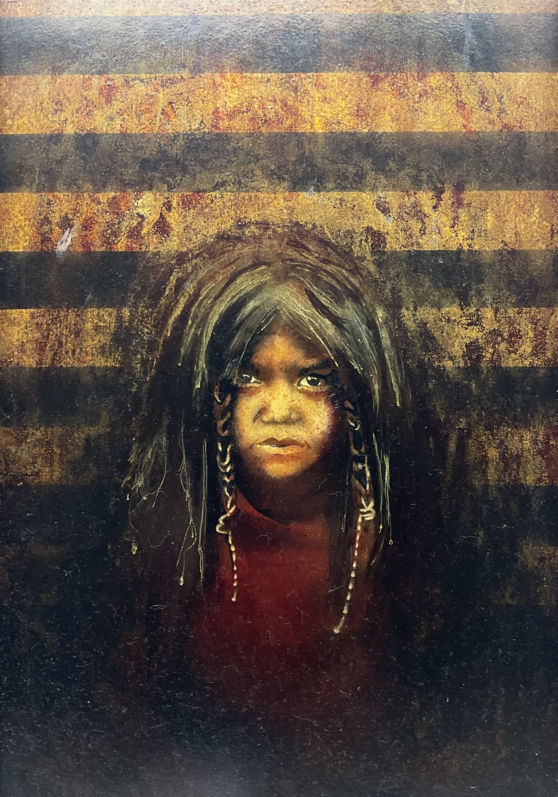 Brian Tozer (British 1944-): 'Quilcene Boy', acrylic on canvas board signed titled and inscribed verso 72cm x 48cm