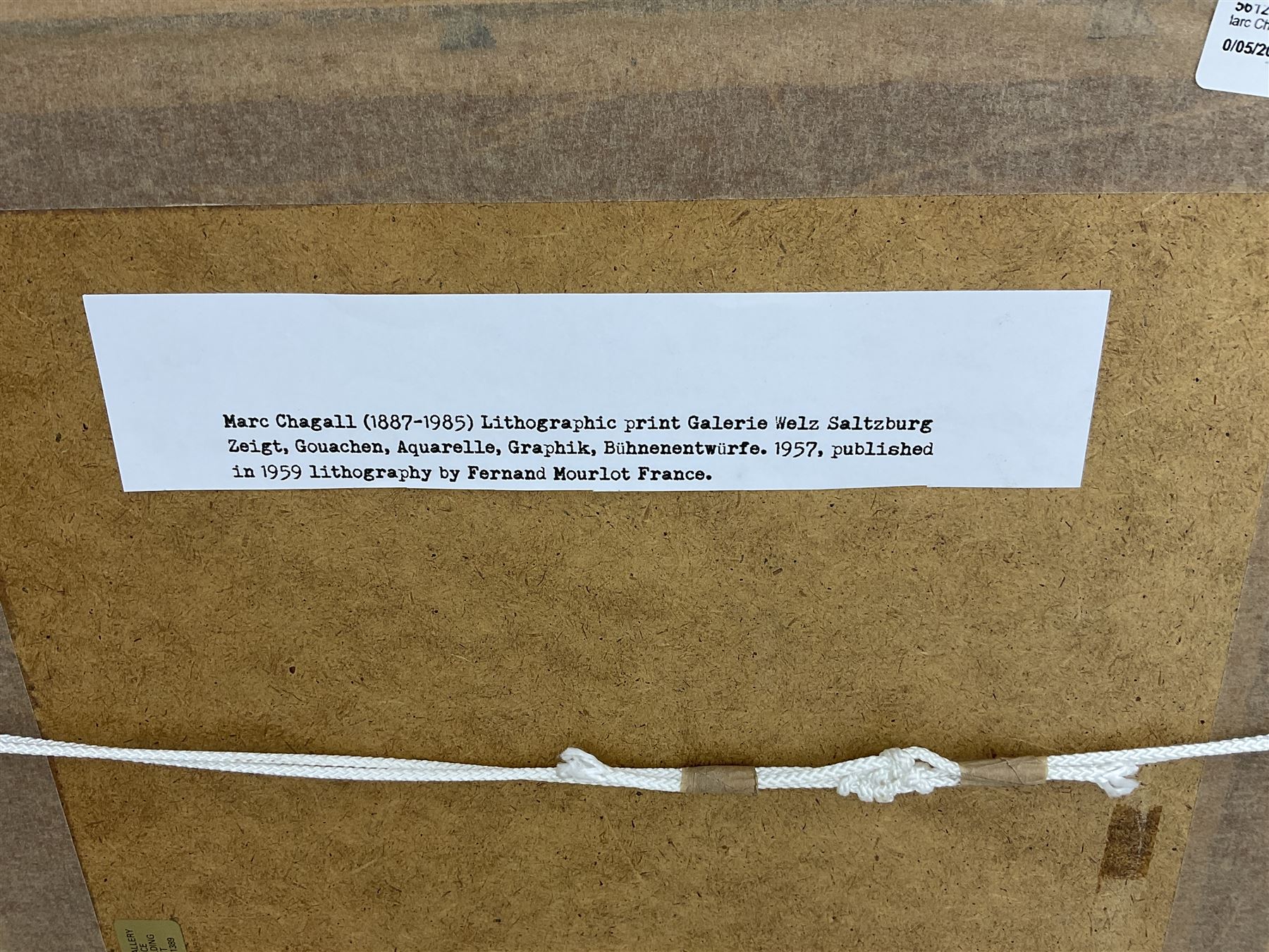 After Marc Chagall (French 1887-1985): 'Galerie Welz Salsalzburg', lithographic print pub. Mourlot 1959, 25cm x 17cm