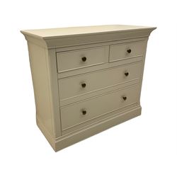 Willis & Gambier white painted chest, fitted with two short and two long drawers