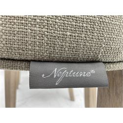 Neptune Furniture - Calverston set of four curved back dining chairs with Clara Natural buttoned upholstery, pale oak legs