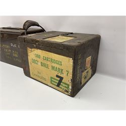 Miscellaneous shooting accessories - W.J. Bowman & Sons clay pigeon launcher; two leather cartridge belts; three cartridge bags; two canvas/leather game bags; and two metal/wooden cartridge boxes