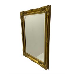 Rectangular gilt framed wall mirror, bevelled plate