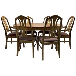 Nathan - teak oval extending dining table (99cm x 153cm - 205cm, H75cm ); and a set of six chairs