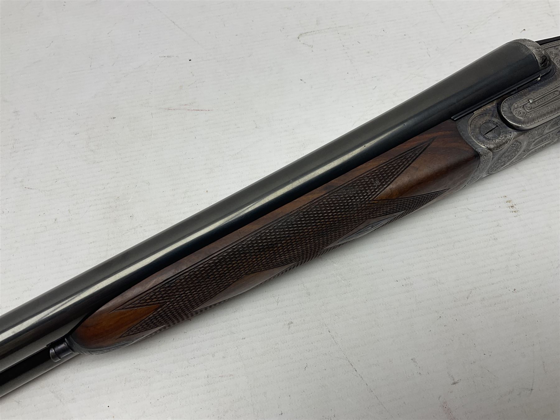 SHOTGUN CERTIFICATE REQUIRED - Spanish Laurona 12-bore double barrel side-by-side sidelock ejector sporting gun with 70cm (27.5
