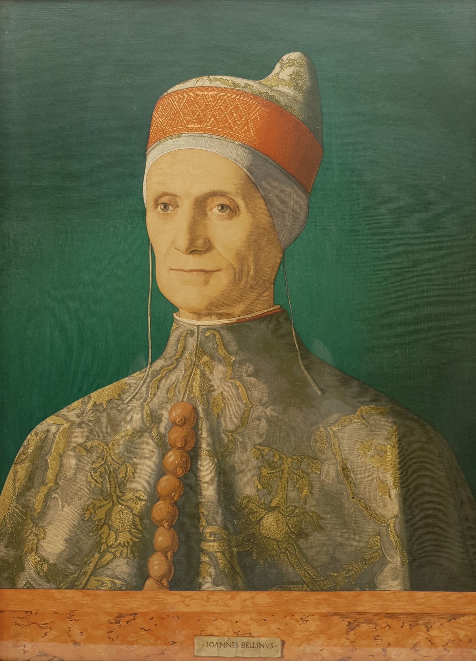 After Giovanni Bellini (Italian 1428-1516): 'Portrait of Doge Leonardo Loredan', colour print pub. Medici Society 50cm x 36cm