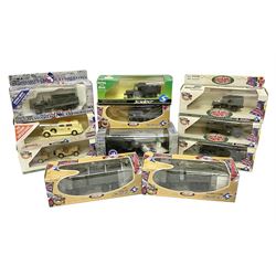 Eleven Solido Military die-cast models - two x Liberation of France; seven x Famous Battles Collection Nos.6212, 6139, 6141, 6108, 6130, 6116 & 6111; 7809 International Red Cross Packard; and Battle of the Bulge 4494/85; all boxed (11)