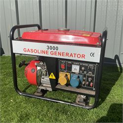 “3000 gasoline generator”, GX200, 6.5Hp motor. - THIS LOT IS TO BE COLLECTED BY APPOINTMENT FROM DUGGLEBY STORAGE, GREAT HILL, EASTFIELD, SCARBOROUGH, YO11 3TX