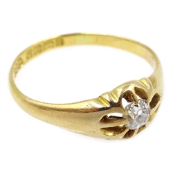  Victorian 18ct single stone diamond ring Birmingham 1889  
