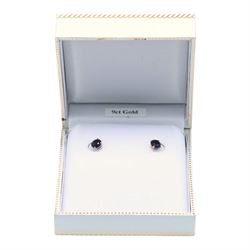 Pair of 9ct gold blue stone stud earrings, boxed
