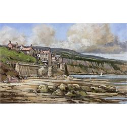 David Newbould (British 1938-2018): Robin Hood's Bay, pastel signed and dated 1990, 34cm x 53cm 