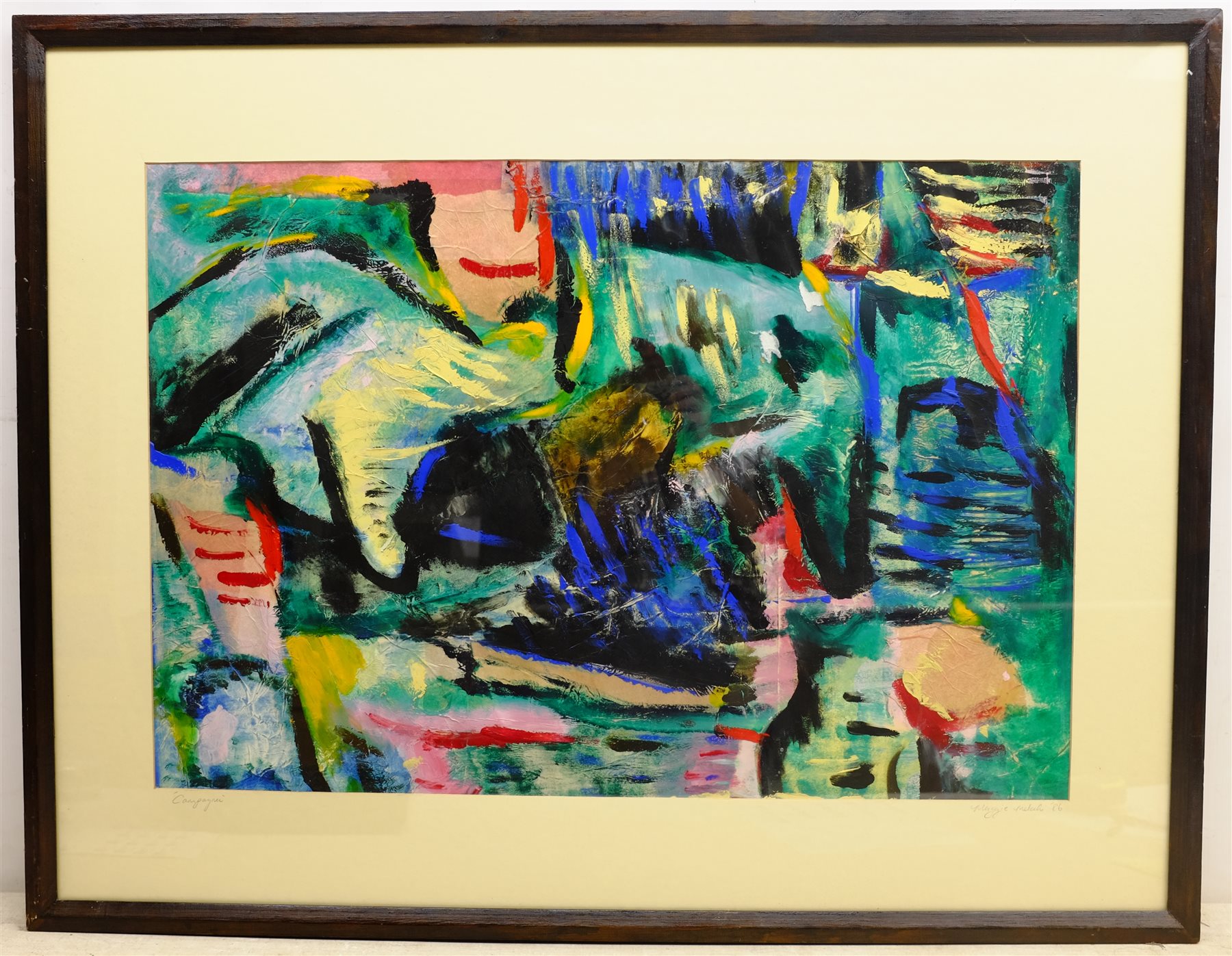 Maggie Melechi (Northern British Contemporary): 'Campagna' Italy, oil on paper signed, titled and dated '86 on the mount 53cm x 78cm