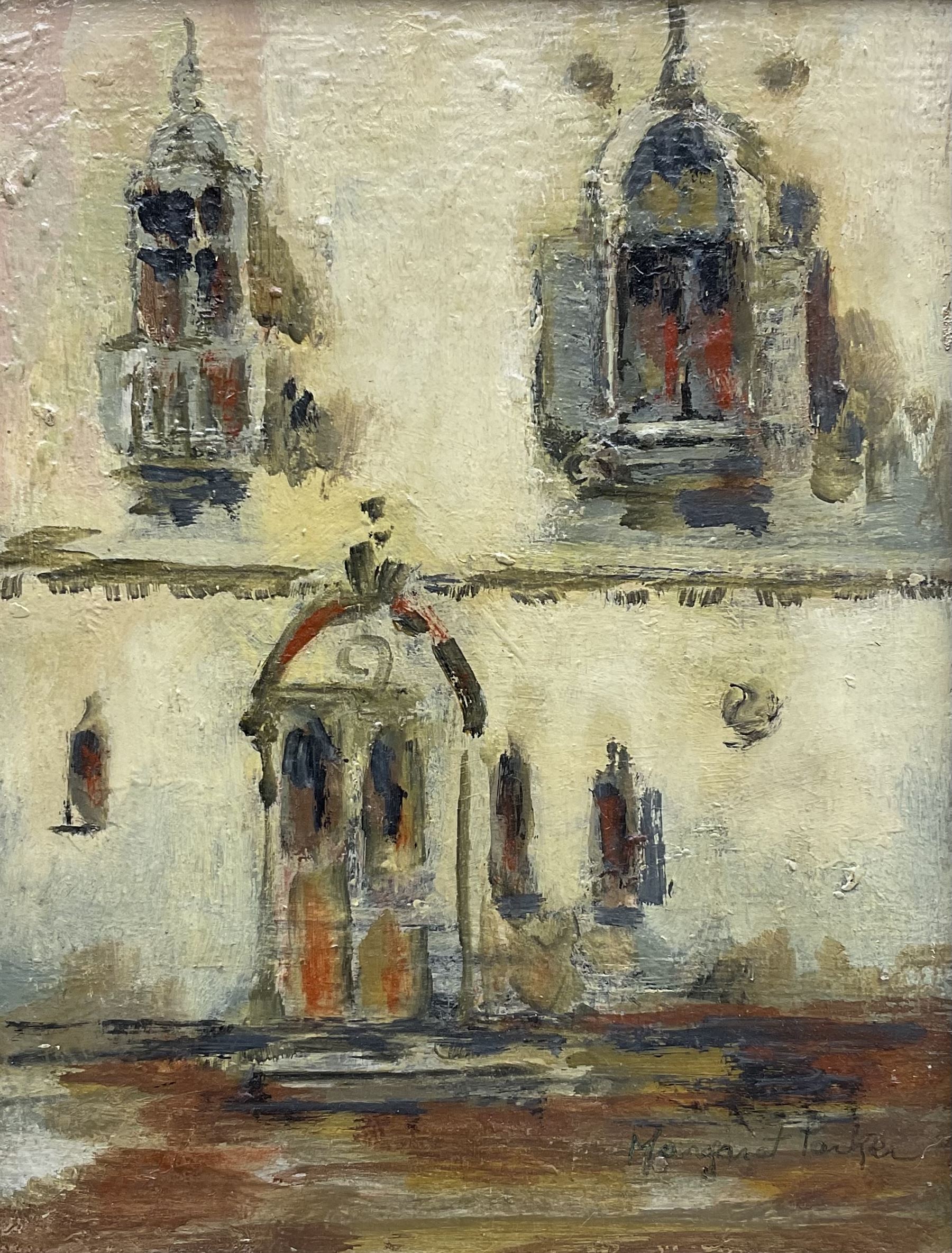 Margaret Parker (Northern British 1925-2012): Mediterranean Villa Facade, oil on board signed 22cm x 17cm
