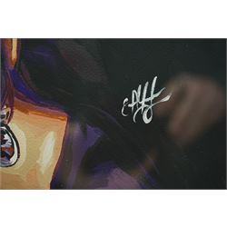 E A Chernenko (Ukrainian contemporary): Sharon and Ozzy Osbourne - Pop Art, acrylic on paper signed, certificate of authenticity verso 29cm x 41cm