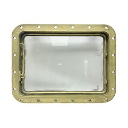 Rectangular brass porthole with hinged w