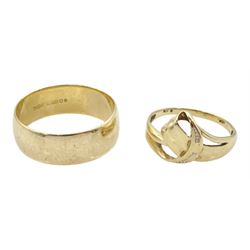 10ct gold diamond chip crossover ring, stamped 10K and a 9ct gold wedding band, hallmarked