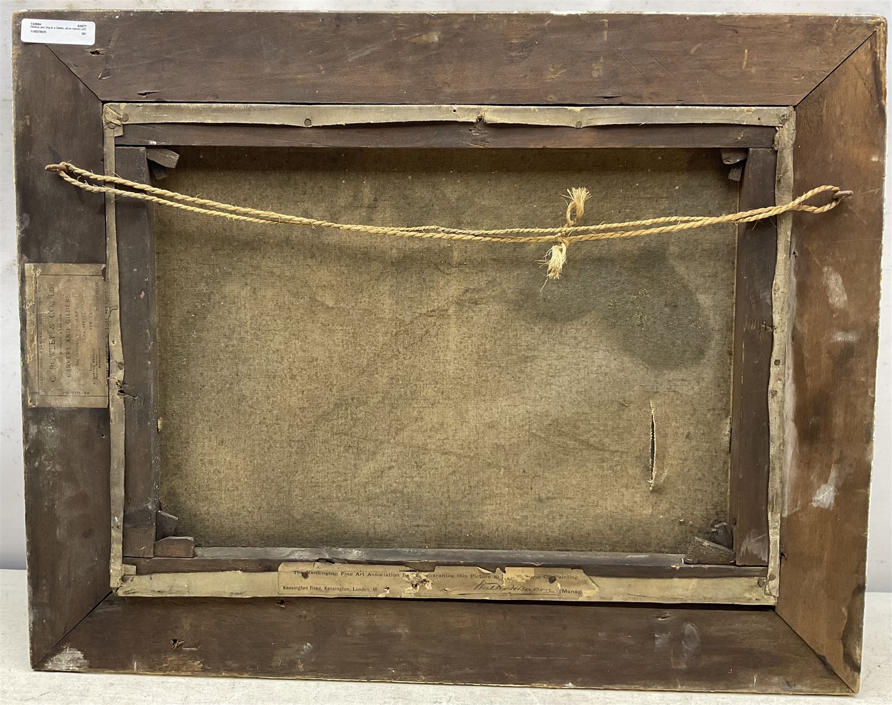 English School (19th Century): Donkey and Dog in a Stable, oil on canvas signed 'J Wheeler' 36cm x 49cm 