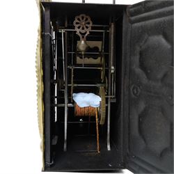 19th century French longcase clock movement, the white dial inscribed Dumont, a L'Isle sur les Doubs, gilt metal surround with bell strike and weights 45cm x 28cm