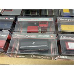 Corgi The Original Omnibus Company/Bus Operators in Britain - seventeen die-cast models of buses and coaches, predominantly limited edition; all in perspex display cases (17)