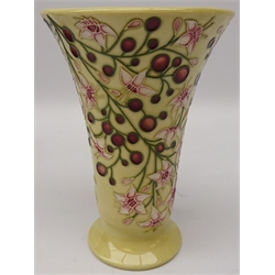  Moorcroft Tembusu pattern trumped shaped vase, by Sian Leeper dated 10.08.01, boxed, H16cm   