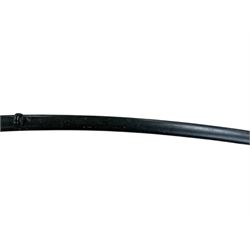 Replica Japanese katana with 63cm curved single edged blade in scabbard, overall L93cm, together with dagger with brass handle in a leather scabbard 