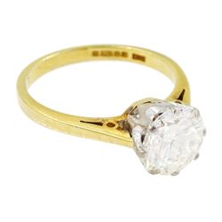 18ct gold single stone round brilliant cut diamond ring, hallmarked, diamond approx 1.60 carat