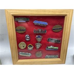 Collection of enamel railway badges, to include two National Union of Railwaymen badges, two L.N.E.R railway service badges, various train badges,  together with LMS train Inspector's whistle the 'Acme Thunderer', two London & North Eastern Railway spoons and other Railwayana items 