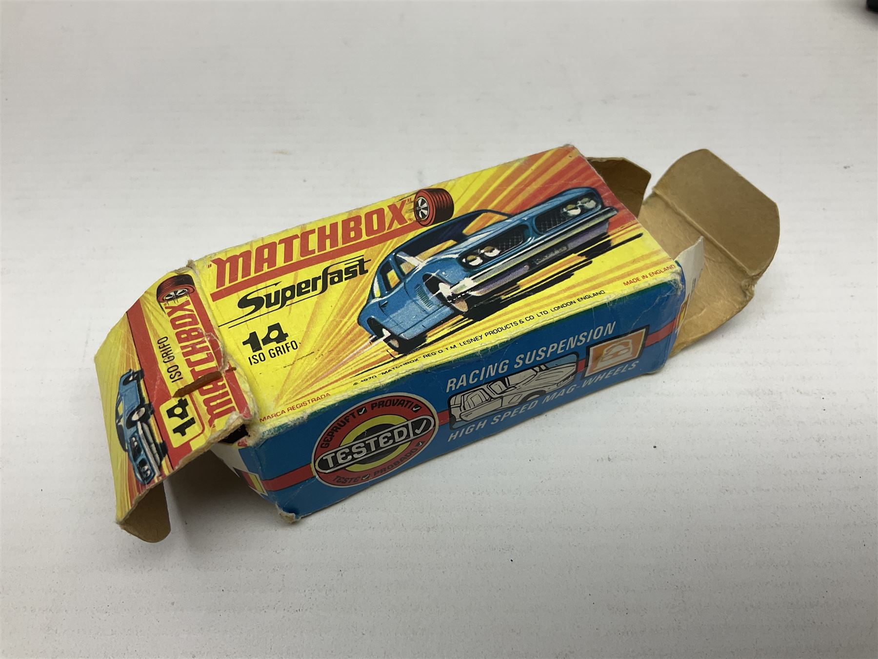 Matchbox 1-75 Series 'Superfast' ex-shop stock - eight models comprising 8f Wildcat Dragster, 9e AMX Javelin, 10e Piston Popper, 13e Baja Buggy, 14d Iso Grifo, 19e Road Dragster, 22d Freeman Intercity Commuter and 23e Volkswagen Camper; all boxed (8)