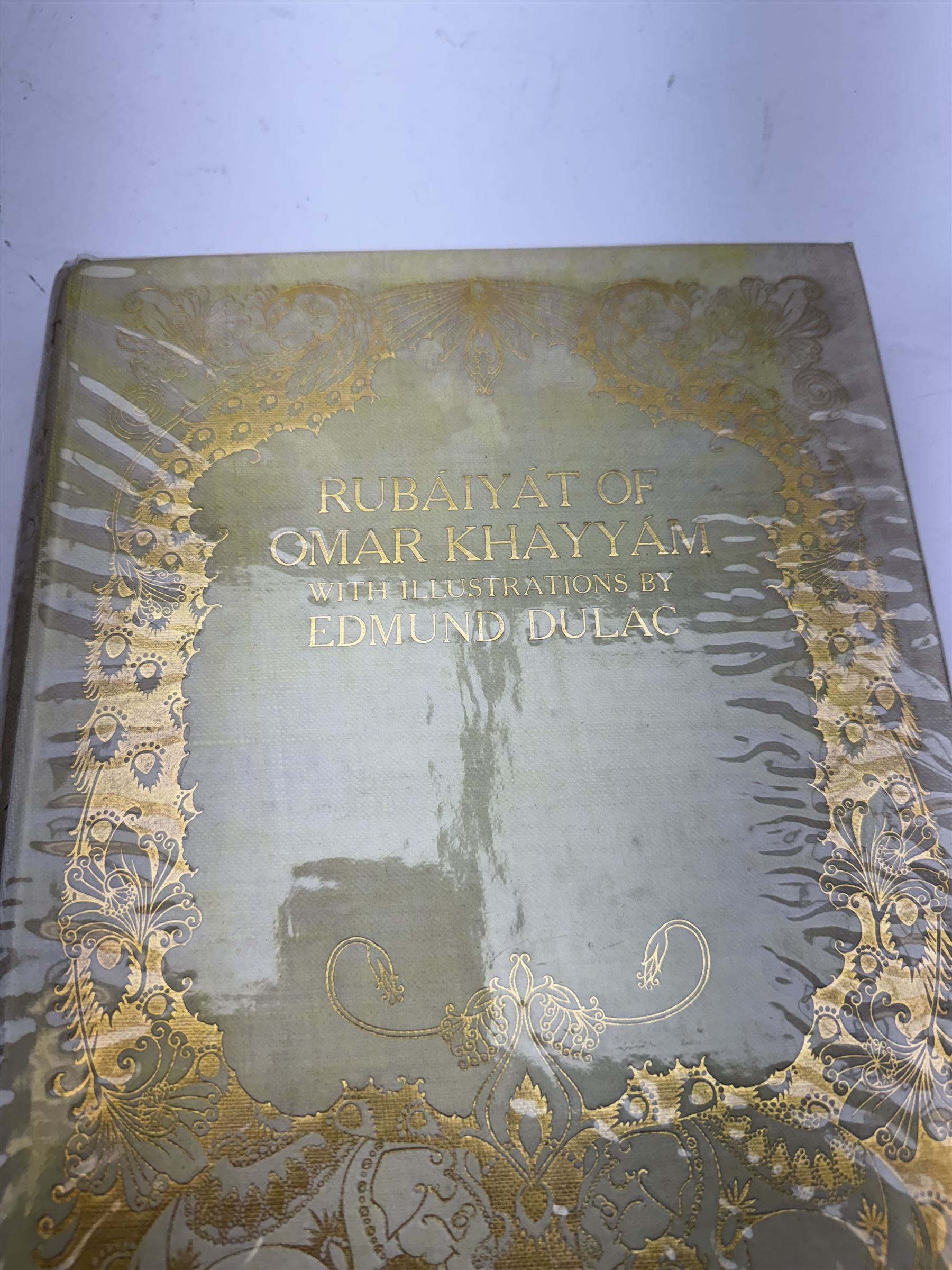 Rubaiyat of Omar Khayyam - two editions
Two editions of Fitzgerald, Edward (Translator) - 'Rubaiyat of Omar Khayyam', one with gilt leather coverer illustrated by Willy Pognay, the second illustrated by Edmund Dulac