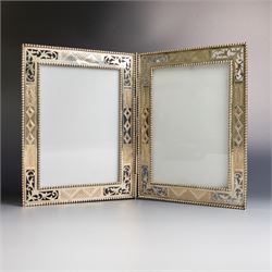 Indian silver double folding photograph frame, of rectangular form with beaded border and ...