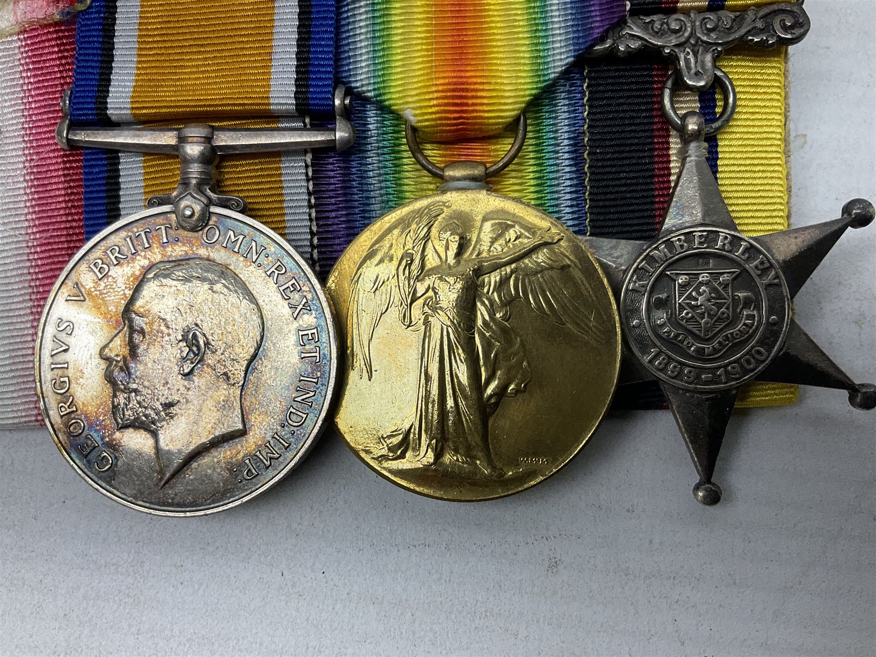 South Africa/WW1 Distinguished Service Order group of seven medals comprising D.S,O. with original ribbon bar and top bar slider, Queens South Africa Medal with three clasps for Defence of Kimberley, Orange Free State and Transvaal, Kings South Africa Medal with two clasps for South Africa 1901 & 1902 awarded to Capt. C.J. O'Gorman D.S.O. R.A.M.C., 1914-15 Star, British War Medal and Victory Medal with MID oak leaves awarded to Major (later Lt. Col.) C.J. O'Gorman D.S.O. R.A.M.C. and Kimberley Star 1899-1900; together with copies of research and biographical material