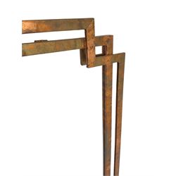 Contemporary copper framed rectangular wall mirror, mounted by outer canted frame 