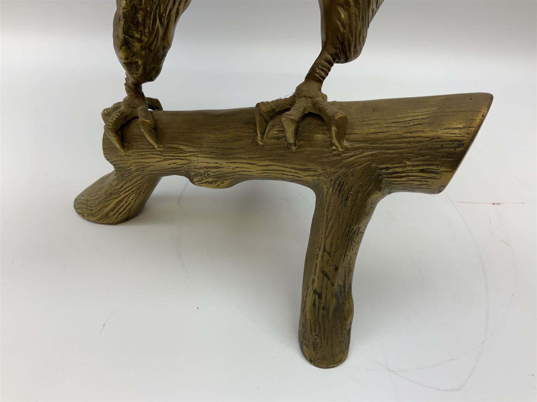 Large brass figure of an eagle on a branch, H51.5cm