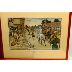  The Bluemarket Races: 'The Arrival on the Course', 'Start' and 'Homewards', three chromolithographs after Cecil Aldin (British 1870-1935) pub. Lawrence & Bullen 1902, max 38cm x 61cm (3)  