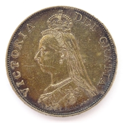  Great British Queen Victoria 1888 double florin, Arabic 1 in date  