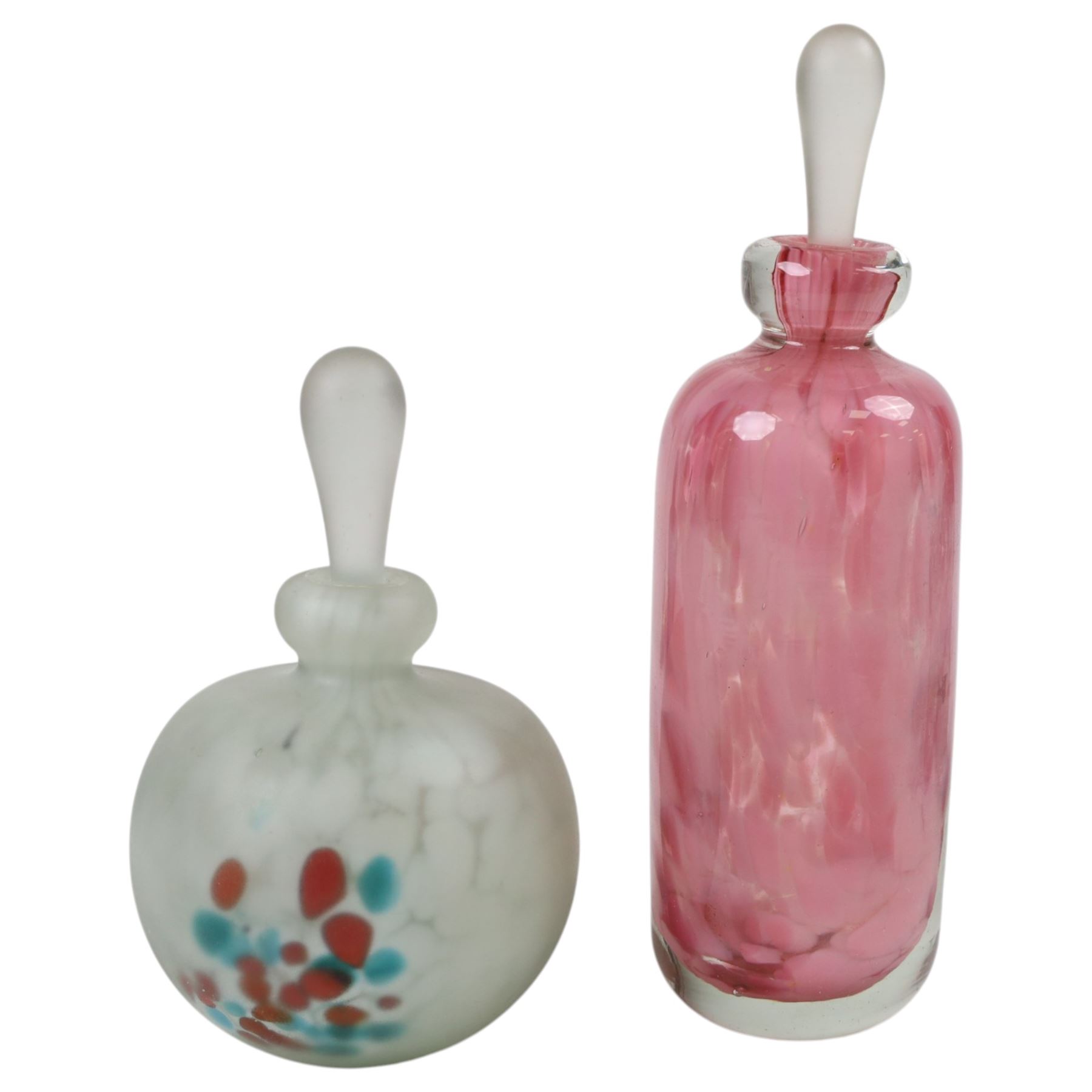 Silver mounted hand mirror, hallmarked together with silver mounted scent bottle and four other glass bottles