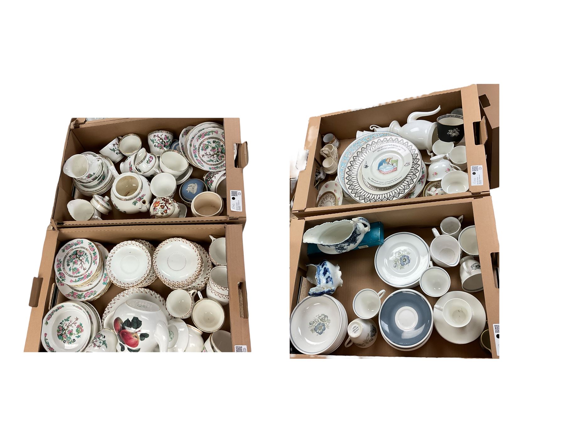 Collection of ceramics including Duchess Indian tree pattern, Wedgwood jasperware and other collectables, in four boxes  