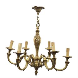 Early 20th century Rococo Revival gilt bronze six branch chandelier