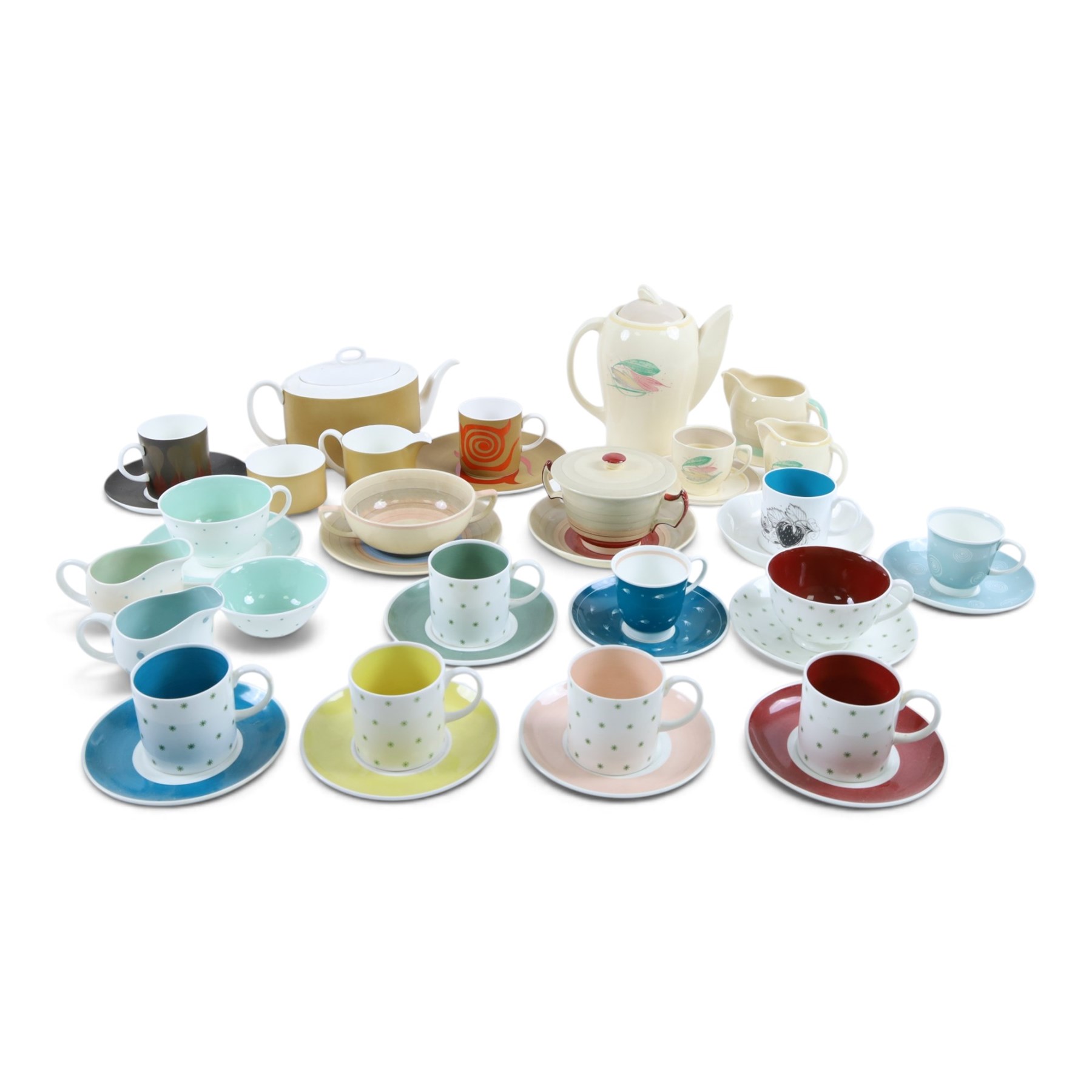 Collection of Susie Cooper ceramics, including Wedgwood Nebula, tea set, twin handled soup bowl, Kestrel shaped coffee service etc 