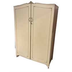 Mid 20th century French style cream painted double wardrobe